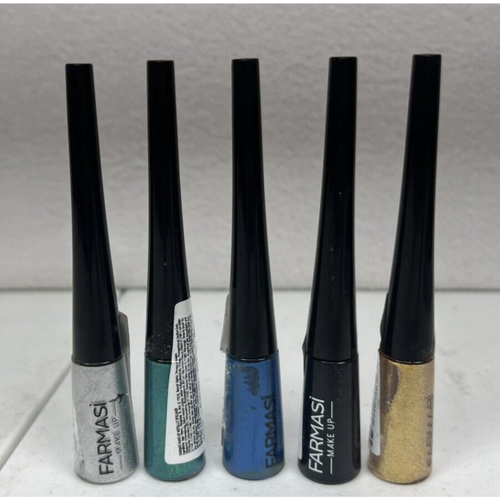 Farmasi Lot Of Glitter Eyeliner Black,‎ Blue, Platinum, Turquoise, Gold